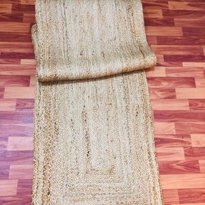 Handmade Jute Braided Rug: Natural Fiber, Turkish Boho Style