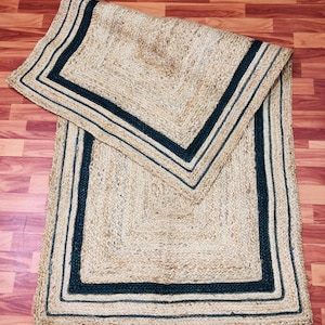 Hand Braided Jute Rug: Scalloped Border, Boho Decor