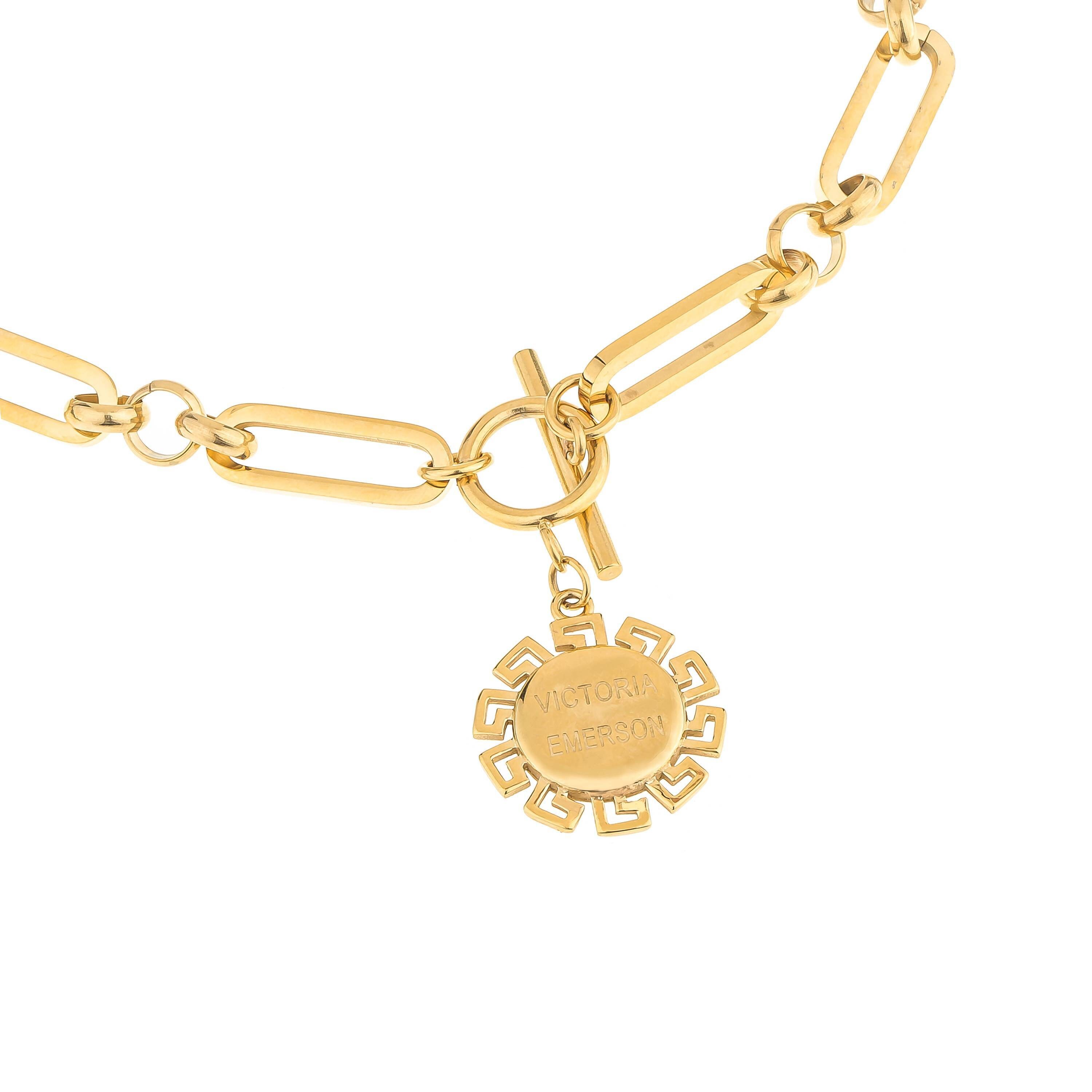 Gold Paperclip Style Necklace with Medallion Etsy