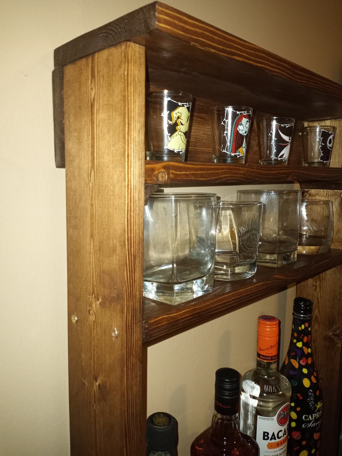 Mini bar wall rack estilo rústico Etsy