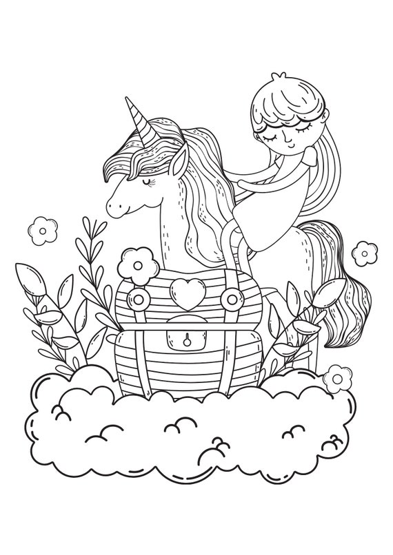 Cute Unicorn Coloring Book For Kids | Etsy