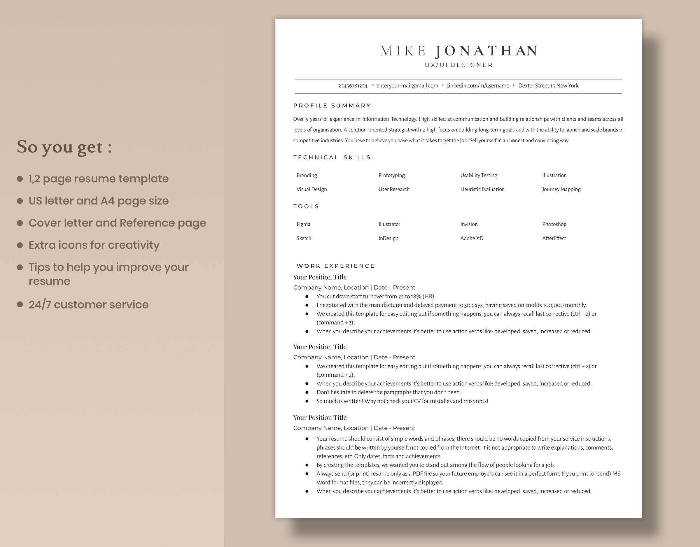 Resume Template for UX Designer, Google Docs Resume for UI Designer ...