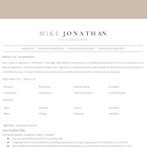 Resume Template for UX designer, Google Docs Resume for UI designer, Word Document Software Engineer Tech Resume Template, Web Design CV image 1