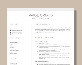 Resume Template Word, CV Template Modern Simple, Curriculum Vitae, Google Docs, Lebenslauf Vorlage, Bewerbungsvorlage, 1,2 Pages