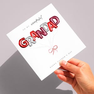 Carte de fête des pères ballons rouges de grand-père, fête des pères heureuse, meilleure carte de grand-père, grand-père, pops, grand-père, carte personnalisée