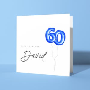 Carte de ballons du 60e anniversaire, tout âge, carte d'anniversaire pour lui, 50e anniversaire, 70e anniversaire, joyeux anniversaire papa, fils, petit-fils, frère