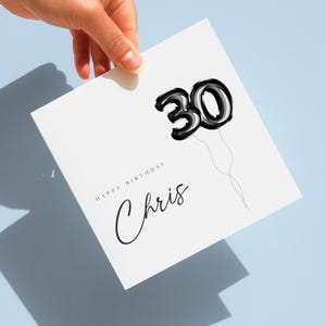 Carte de ballons 30e anniversaire, tout âge, carte d'anniversaire pour lui, 21e anniversaire, 40e anniversaire, joyeux anniversaire papa, fils, petit-fils, frère