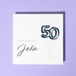 Carte de 50e anniversaire ballons, tout âge, carte d'anniversaire pour lui, 40e anniversaire, 60e anniversaire, joyeux anniversaire papa, fils, petit-fils, frère