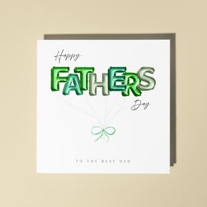 Carte ballon vert fête des pères papa, carte personnalisée meilleur papa du monde, 3 couleurs disponibles