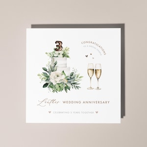 Leather 3rd Wedding Anniversary Card, Leather Wedding Anniversary, Happy Anniversary, Special Couple, Gift for Couple