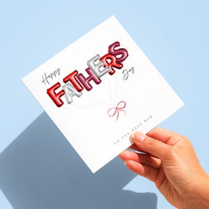 Carte ballon rouge fête des pères papa, carte personnalisée meilleur papa du monde, 3 couleurs disponibles