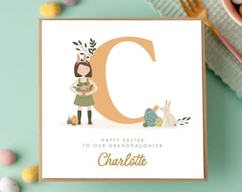 Personalised Easter Granddaughter Card, Grandson Easter Card, Easter Bunny, Grandchildren Easter