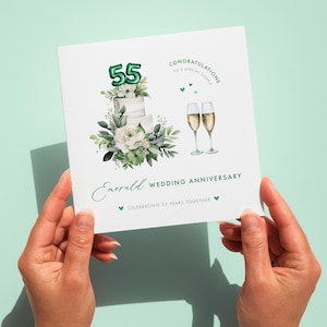 Carte émeraude pour 55e anniversaire de mariage, joyeux anniversaire, spécial couple, cadeau pour couple