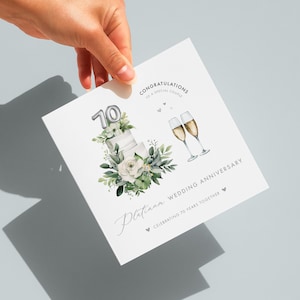 Carte platine 70e anniversaire de mariage, joyeux anniversaire, spécial couple, cadeau pour couple