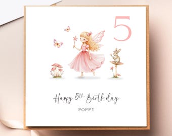 Fairies Pink Birthday Card - Any Age 1st 2nd 3rd 4th 5th Birthday