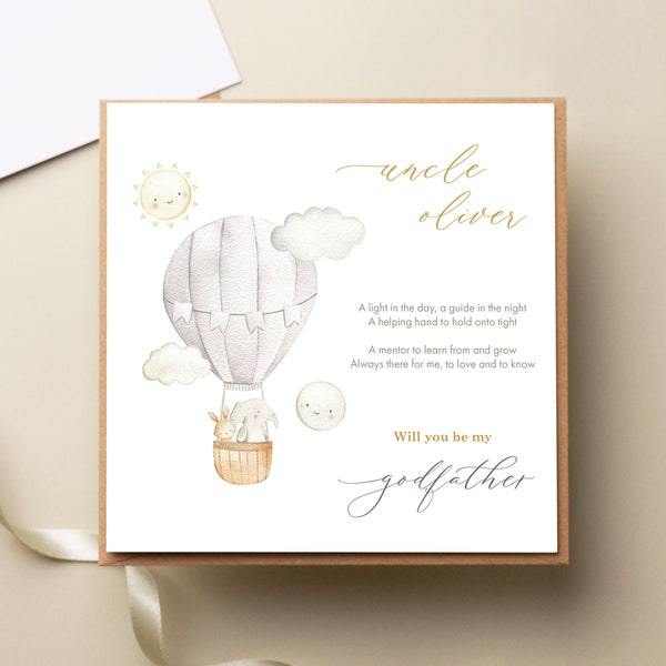 Personalised Will You Be My Godfather Poem Card, Godparent Christening Card, Godmother Card, Godfather Card