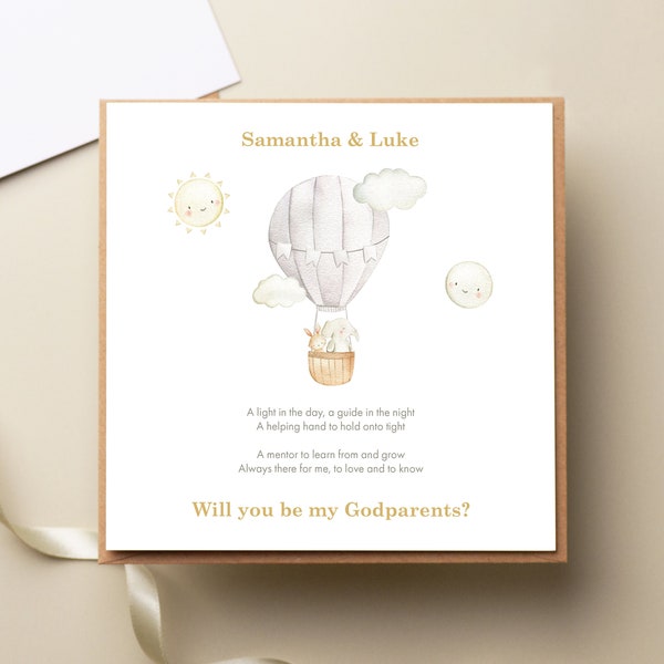 Personalised Will You Be My Godparents Poem Card, Godparent Christening Card, Godmother Card, Godfather Card
