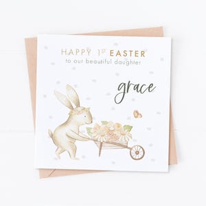 Carte personnalisée joyeuses 1ères Pâques fille, lapin de Pâques, première Pâques, carte fille, carte fils