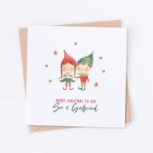 Son and Girlfriend Christmas Card, Merry Christmas, Daughter Card, Son Card, Daughter and Boyfriend Card, Happy Christmas