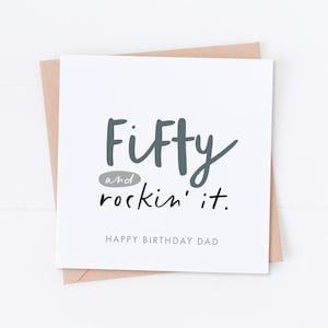 Carte 50e anniversaire de papa, carte de cinquante ans, joyeux anniversaire, anniversaire de papa, cadeau pour lui, son anniversaire, carte d'anniversaire, carte de papa, cinquante ans et rockin it