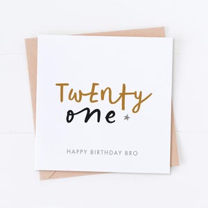 21st Brother Birthday Card, Happy Birthday, Bro Birthday, Gift for Him, His Birthday, Birthday Card, Brother Card