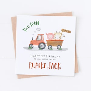 Carte d'anniversaire personnalisée avec tracteur de ferme, 1er 2e 3e 4e anniversaire, carte d'anniversaire de fils, anniversaire de petit-fils, anniversaire de neveu, spécial petit garçon