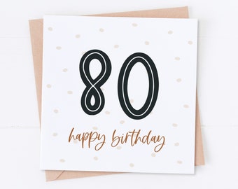 80th Birthday Card, Happy Birthday, Birthday Card, Card for Her, Card for Him, Spotty Card, 70th Birthday Card, 90th Birthday Card
