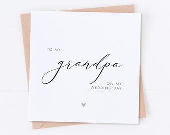 Grand-père le jour de mon mariage, carte le jour, carte grand-parent, carte de mariage, remerciement de mariage, remerciement de grand-père, carte de grand-père