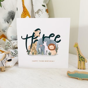 Safari 3rd Kids Birthday Card