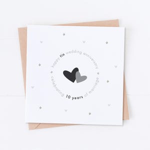 Carte pour 10e anniversaire de mariage, Anniversaire de mariage en étain, Joyeux anniversaire, Spécial couple, Cadeau pour couple