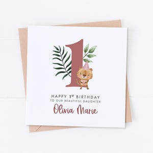 Carte 1er anniversaire tigre personnalisée, anniversaire Safari, premier anniversaire, anniversaire d'enfant, 2e 3e 4e 5e anniversaire, carte fille, carte fils