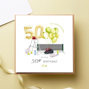 Carte d'anniversaire personnalisée tennis, tout âge, amateur de sport, papa, frère, fils, ami, 60e 50e anniversaire, 40e anniversaire, 70e anniversaire