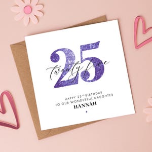 Carte d'anniversaire personnalisée à paillettes pour 25 ans, tout âge/plus de couleurs disponibles, fille de 35 ans, nièce de 21 ans, sœur de 40 ans, petite-fille de 30 ans
