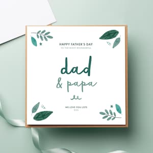 Merveilleuse carte de fête des pères pour papa et papa - carte de feuillage d'anniversaire de papa