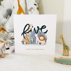 Safari 5th Kids Birthday Card