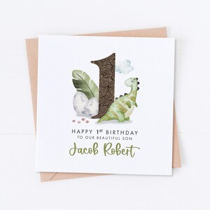 Carte personnalisée 1er anniversaire de dinosaure garçon, anniversaire de dinosaure, premier anniversaire, anniversaire d'enfants, anniversaire d'enfants, carte fille, carte fils