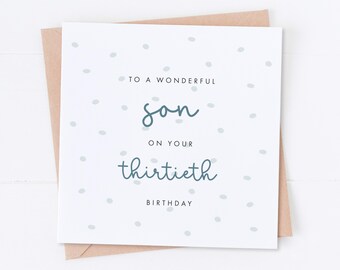 Son 30th Birthday Card, Happy Birthday, Son Birthday, Gift for Him, His Birthday, 21st Birthday, 18th Birthday, 40th Birthday