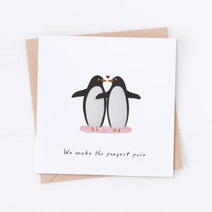 Perfect Pair Penguin Valentine's Card, Wife Card, Husband Card, Girlfriend Card, Boyfriend Card, Valentine's Day, Anniversary Card