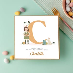 Carte de Pâques personnalisée petite-fille, carte de Pâques petit-fils, lapin de Pâques, petits-enfants Pâques