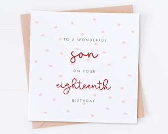 Son 18th Birthday Card, Happy Birthday, Son Birthday, Gift for Him, His Birthday, 16th Birthday, 21st Birthday, 30th Birthday