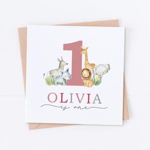 Personalised Safari 1st Birthday Card, Safari Birthday, First Birthday, Kids Birthday, 2nd 3rd 4th 5th Birthday, Daughter Card, Son Card