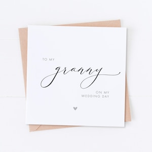 Carte de grand-mère le jour de mon mariage, Carte de grand-parent, Carte de mariage, Merci de mariage, Merci de grand-mère, Carte de grand-mère