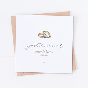 Personalised Wedding Ring Just Married Card, Congratulations on your Wedding Day, Celebration Card, Just Married, Mr and Mrs
