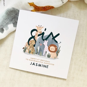 Safari 6th Kids Birthday Card - Personalised