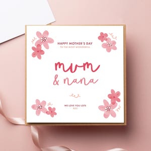 Merveilleuse carte de fête des mères pour maman et grand-mère - carte florale d'anniversaire de maman avec des fleurs roses