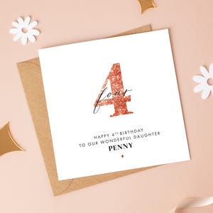 Carte d'anniversaire personnalisée avec fausses paillettes, tout âge/plus de couleurs disponibles, fille 2e, nièce 3e, soeur 1er, petite-fille 5e