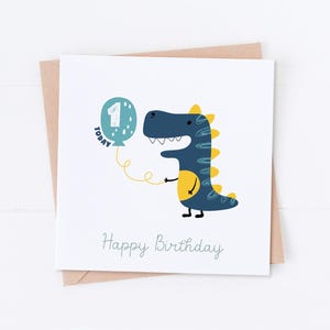1st Birthday Card, Dinosaur Birthday, Age Card, First Birthday, Kids Birthday, Children&#39;s Birthday, Dino Card