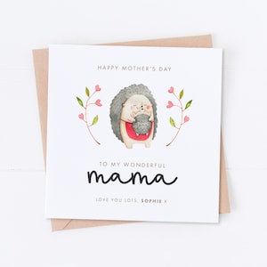 Carte personnalisée pour maman et bébé hérisson, fête des mères, bonne fête des mères, carte maman, carte maman, carte grand-mère, carte grand-mère, cadeau pour maman