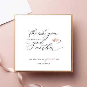 Personalised Yellow Thank You Godparent Card, Godparent Christening Card, Godmother Card, Godfather Card zdjęcie 2