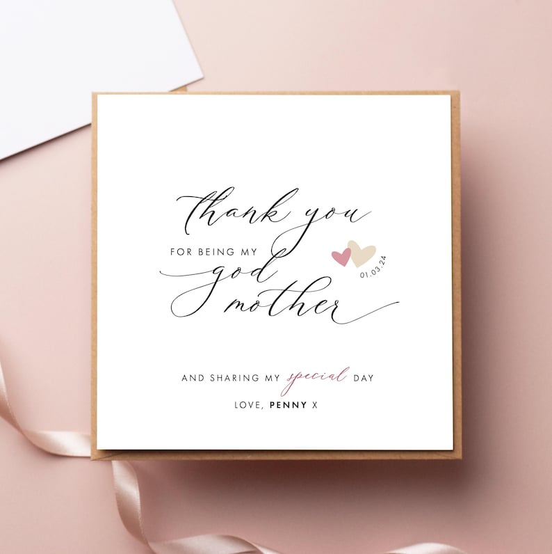 Personalised Yellow Thank You Godparent Card, Godparent Christening Card, Godmother Card, Godfather Card zdjęcie 2